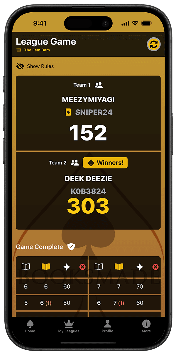 BooksMade App Screen - Displays a sample of the winner screen for the app